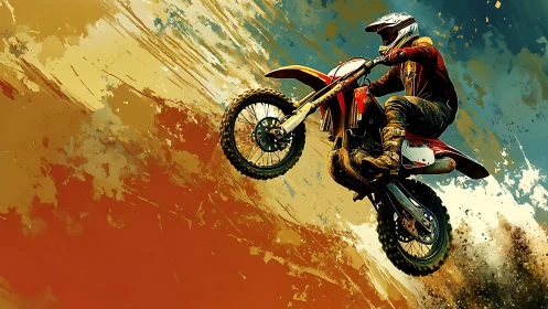 Dust-slinging motocross hero carves color into the sky