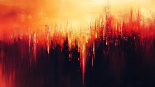 Abstract skyline dissolving in molten chromatic light.