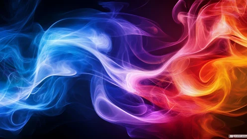 Chromatic energy streams curve across dark negative space