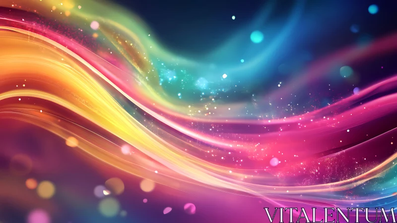 Shimmering waves of color drift softly through a dreamy sky