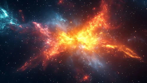 Radiant cosmic butterfly spreads glowing wings across space