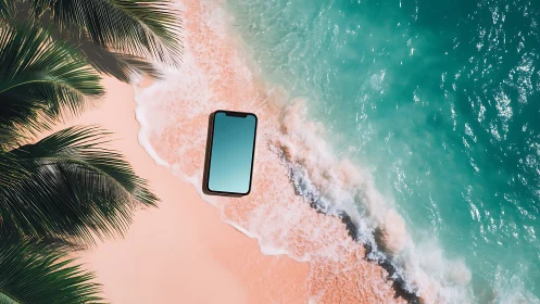 Smartphone Lost Between Paradise: Coastal Escape Interrupted by Technology