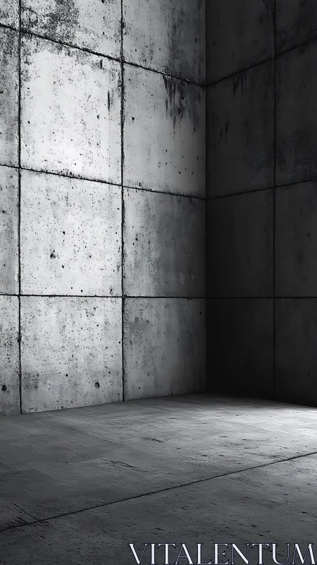 Stark concrete corner with dramatic side lighting emphasis.