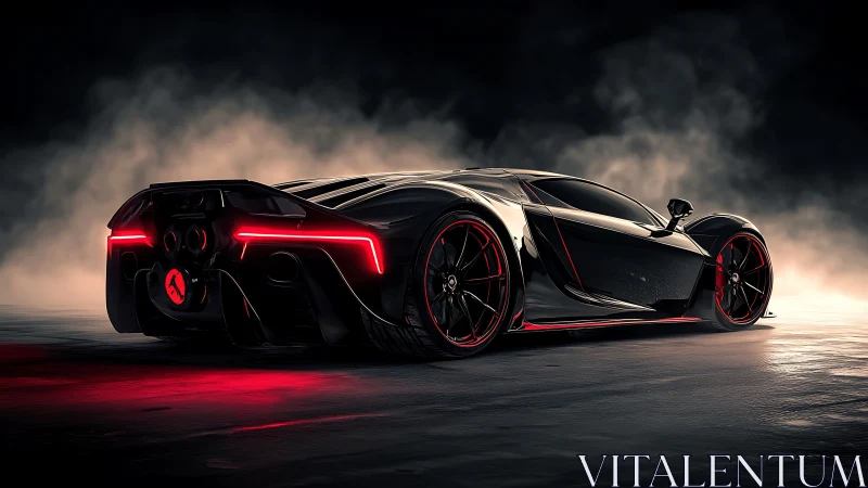 Midnight hypercar glow rolling through smoky stillness.