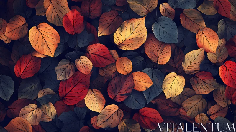 Whispering Autumn Leaf Mosaic Over Midnight Forest Floor.