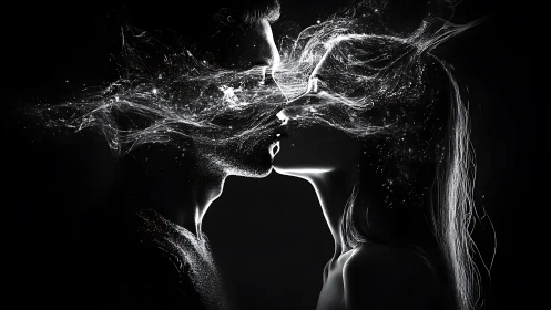 High-Speed Water Spray Silhouette: Portrait Profile with Luminescent Edge Lighting