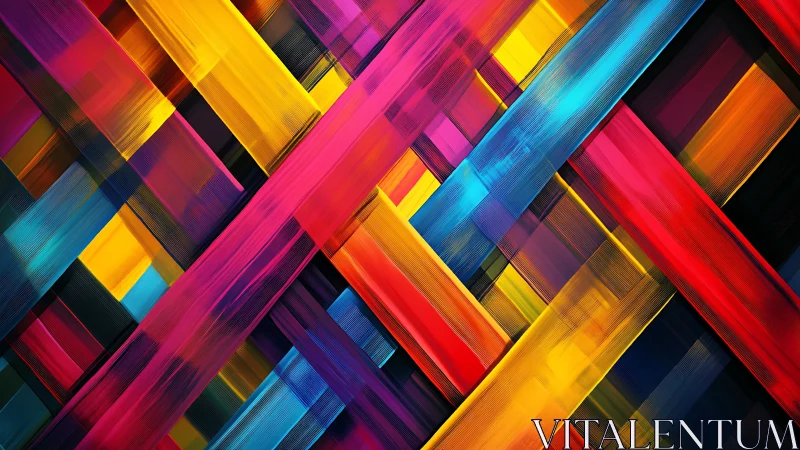 Intersecting neon strokes in dynamic woven abstract grid.