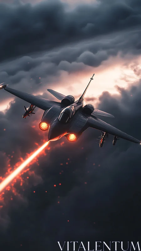 Military jet renders forward laser discharge in storm clouds