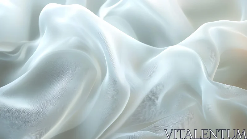 Soft flowing white silk fabric with delicate folds, photorealistic style.