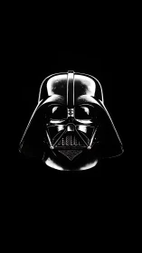 Glossy black sci fi respirator helmet in stark low key lighting