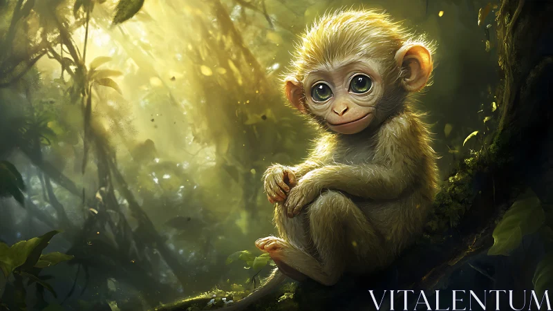 Luminescent jungle primate rendered in high-detail digital art.