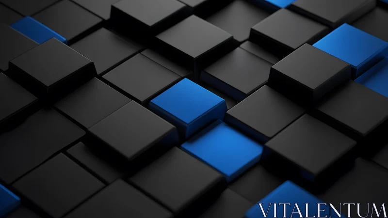 Black and Blue 3D Cubes Abstract Pattern with Modern Design.