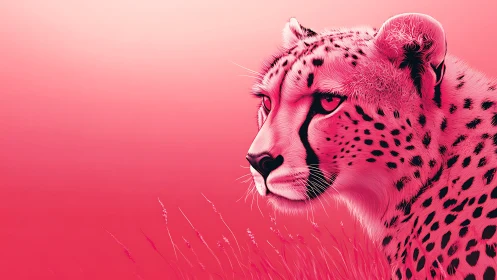 Pink Cheetah Portrait with Monochromatic Spots