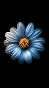 Serene Blue Daisy with Golden Heart.