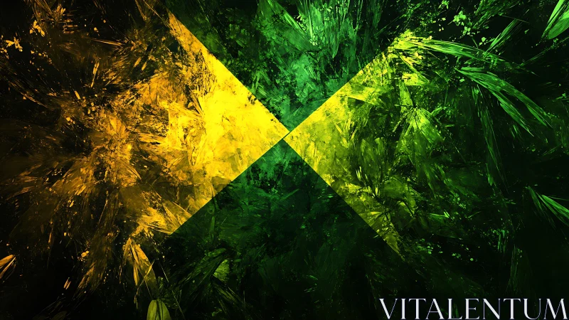 Jamaican flag abstract shards in high-impact digital texture.