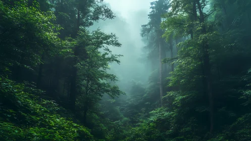 Emerald Cathedral: Where Mist Converges Among Ancient Sentinels