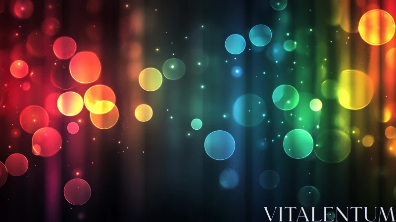 Rainbow glow orbs drifting across a dreamy night backdrop.