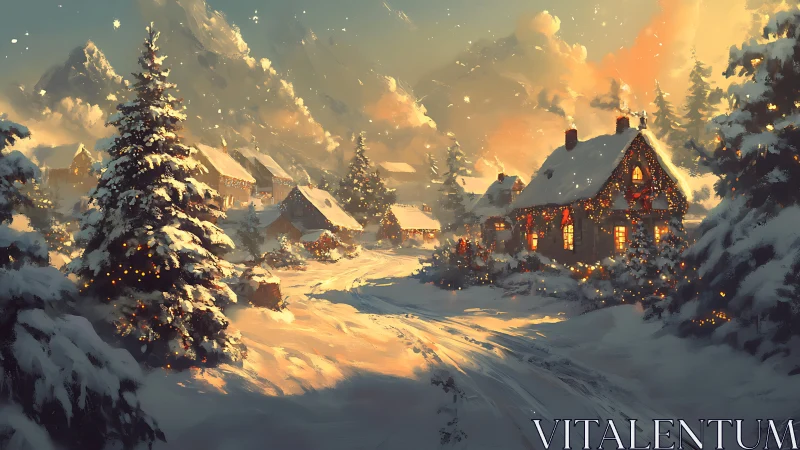 Snowlight drifts through a storybook village dressed in gold