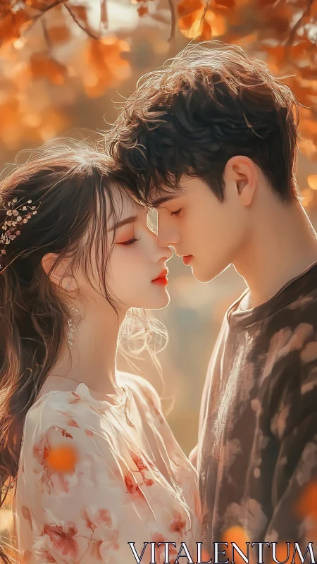 Autumn Romance: Digital Portrait of Couple at Golden Hour.