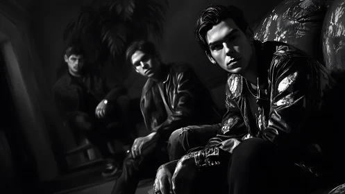 Midnight leather confessions in a shadow-drenched lounge.