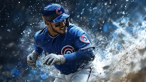 Dynamic baseball slide rendered in high-impact digital painting
