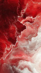 Stratified crimson cloudscape with fractal fluid interface.