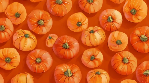 Pumpkin pattern fills vivid orange harvest background.