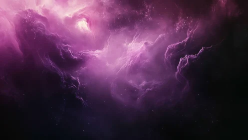 Nebula storm in luminous violet interstellar clouds.