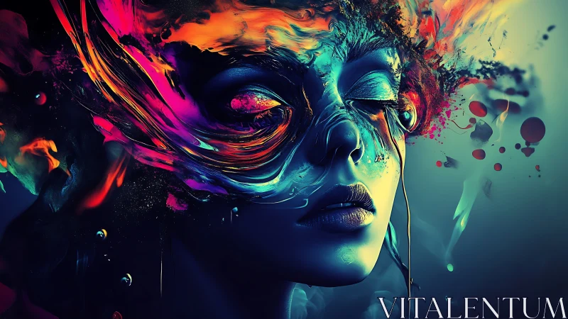 Dream-lit portrait where swirling colors meet quiet calm.