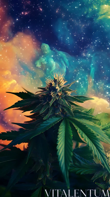 Starlit Cosmic Garden With Dreamy Neon Skies Above.