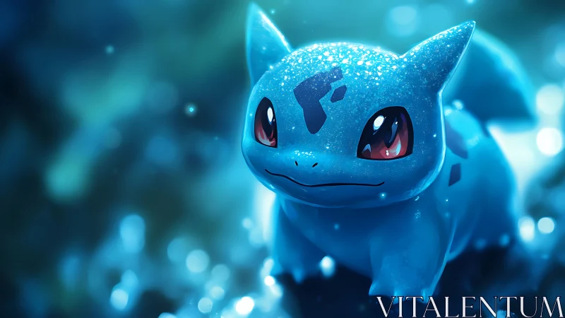 Blue creature rendered in close-up digital illustration