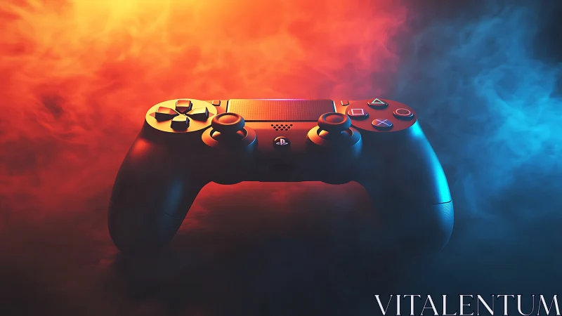 PlayStation Controller with Neon Lighting Effect.