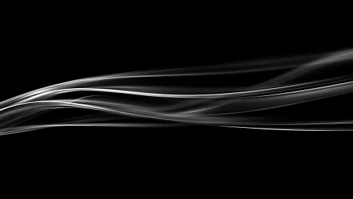 Silver light ribbons sweeping across deep black void.