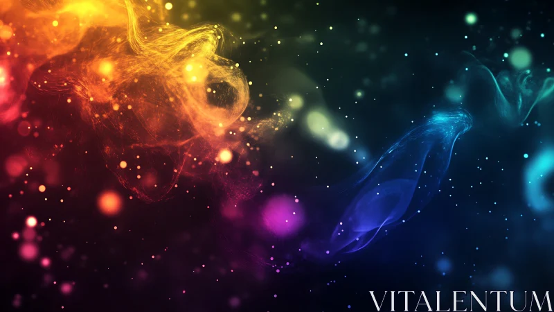 Celestial color currents drift through a glittering cosmic hush.