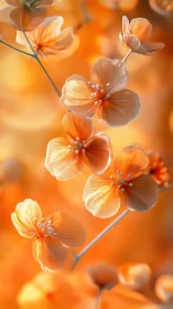 Translucent Orange Flowers Backlit by Warm Golden Light. Period