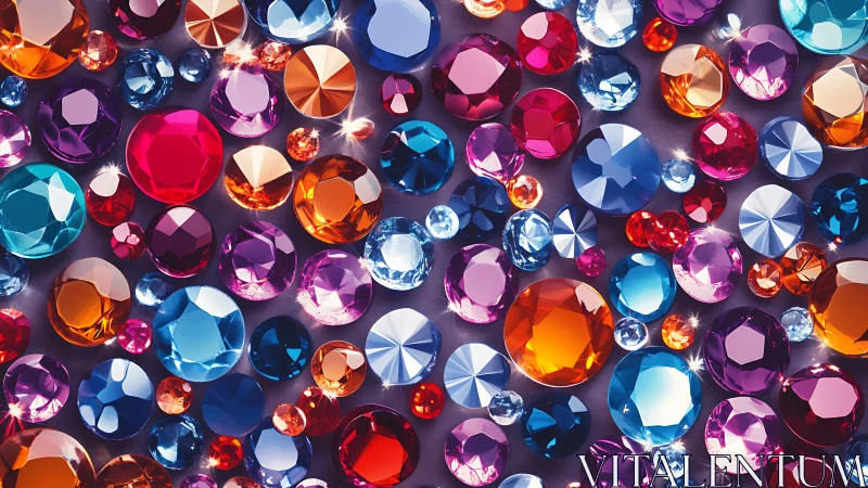 Dense array of multicolored faceted gemstones with crisp specular highlights