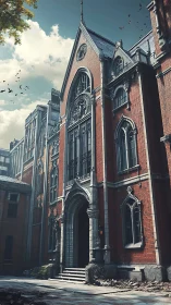 Gothic brick academy exhales secrets into a bright sky