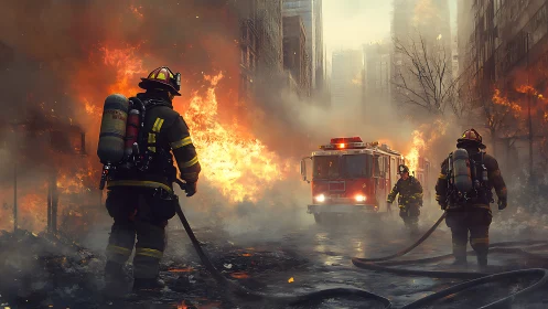 Urban Firefighting Operation in Dense Smoke and Flames.