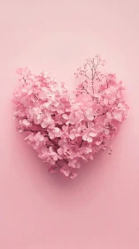 Pink Floral Heart Arrangement in Monochromatic Garden.