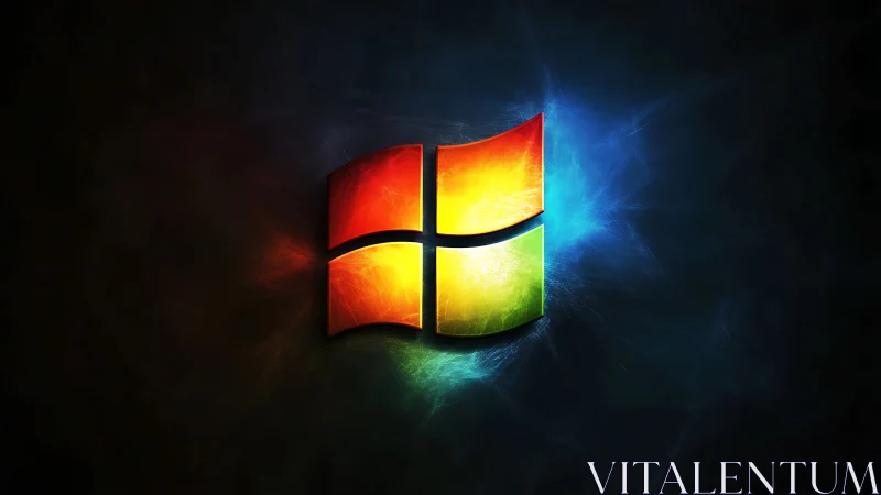 Digital glow logo emblem with radiant nebular background.