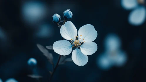 Pale petals ignite against twilight's velvet embrace