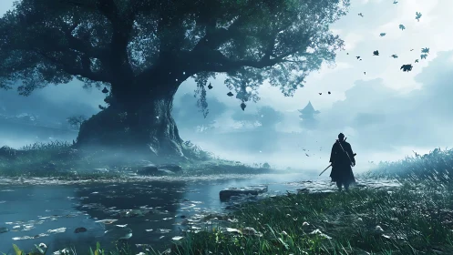 Solitary Wanderer Among Enchanted Landscape.