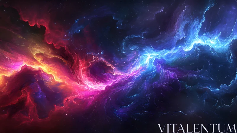 Digital nebula ribbon in dual-color cosmic composition.