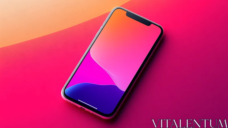 Modern smartphone with gradient display on colorful background.
