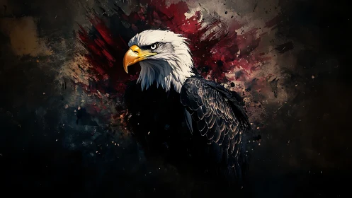 Majestic Bald Eagle in Dramatic Abstract Digital Art Style.
