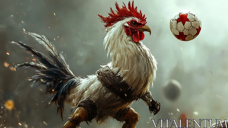 Warrior Rooster with Football Battle Arena.
