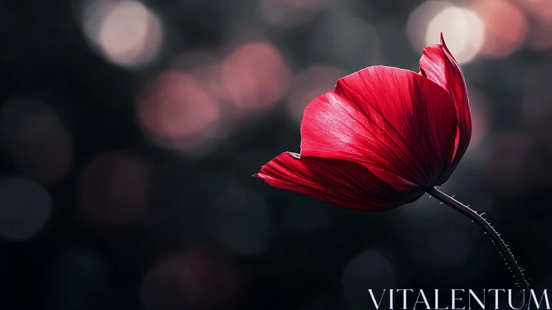 Red Flower Against Blurred Background