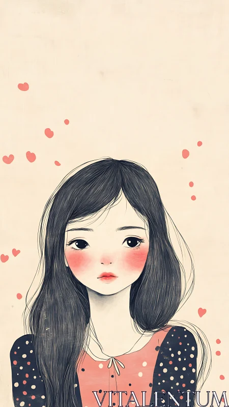 Softhearted daydream girl in polka dusk and coral hush.