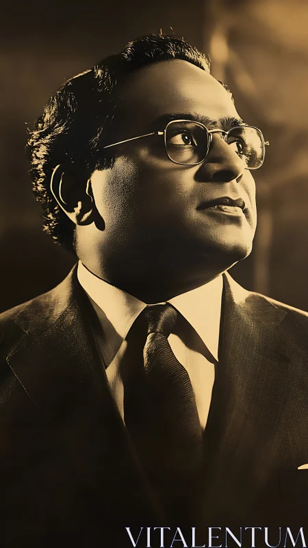 Sepia-lit gentleman gazes upward in timeless resolve.