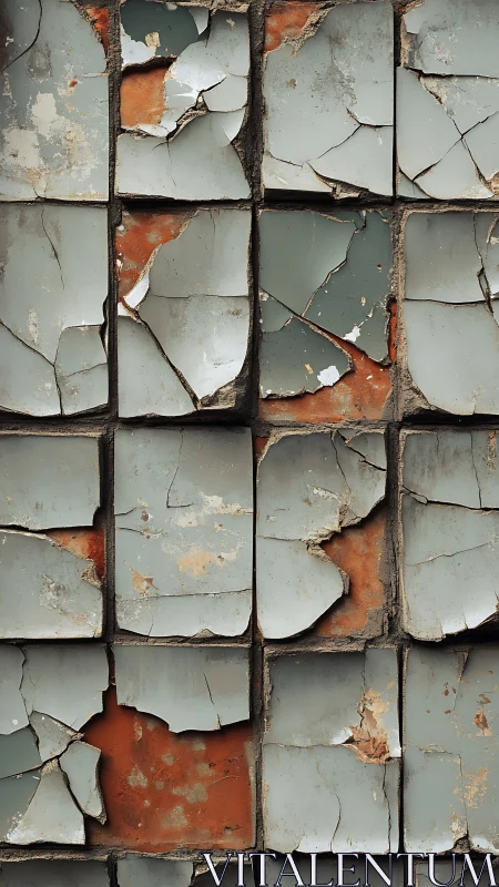 Peeling gray paint on rusted metal grid surface wall texture.
